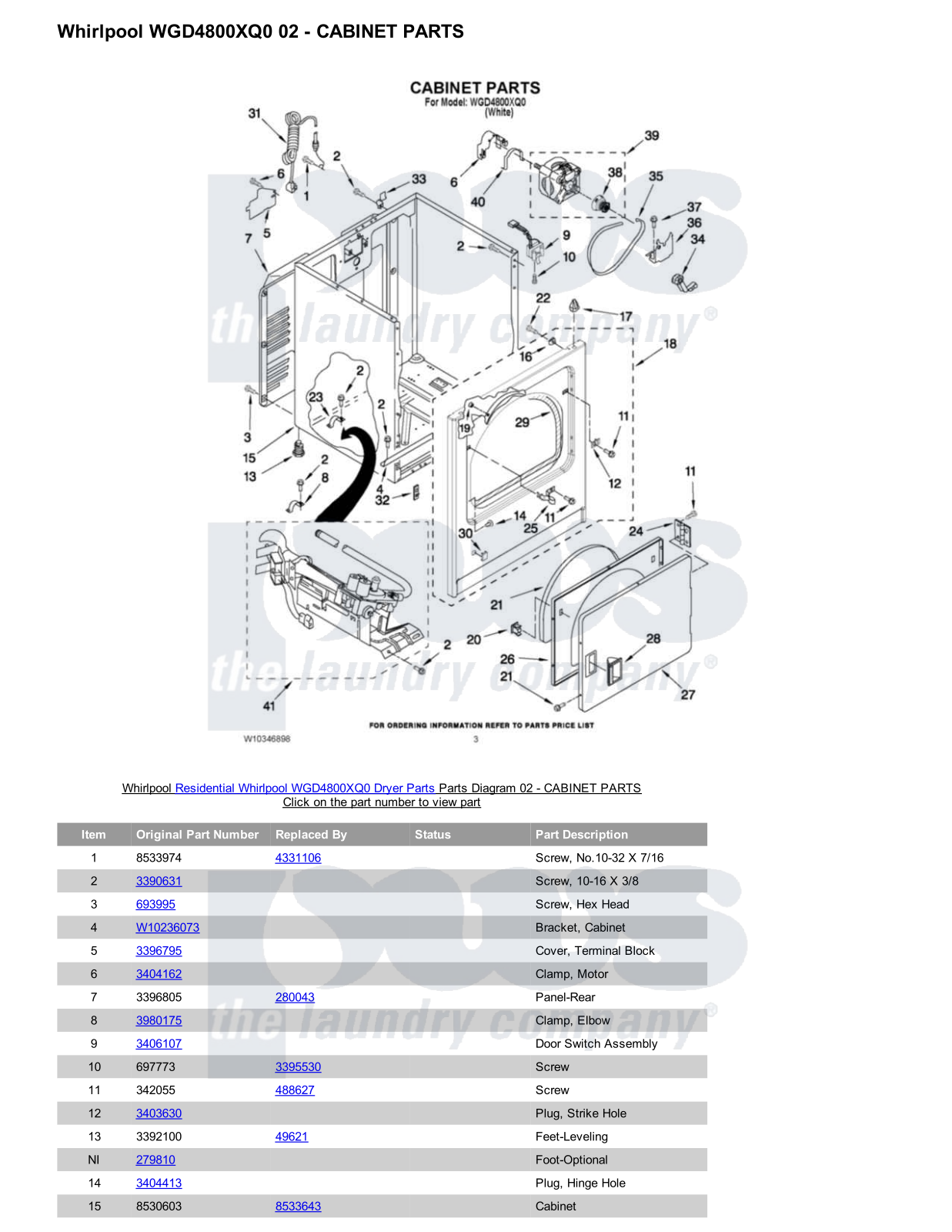 Whirlpool WGD4800XQ0 Parts Diagram