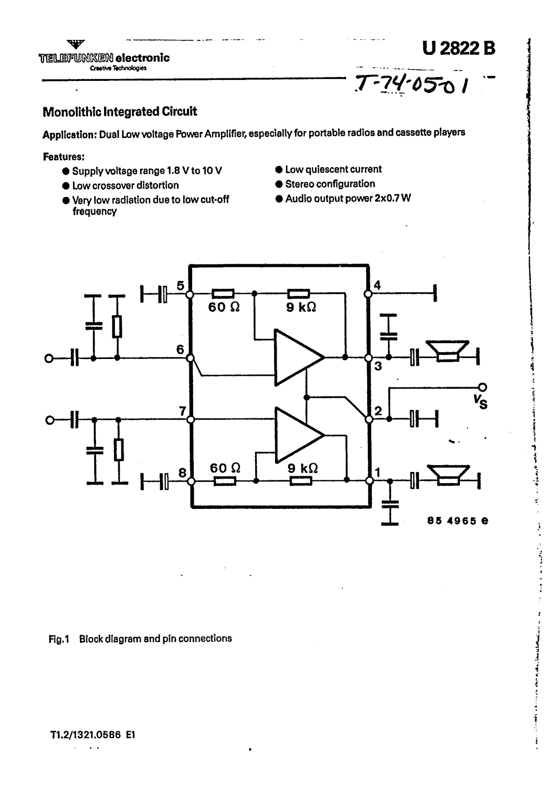 Telefunken U2822B, U2822 Datasheet