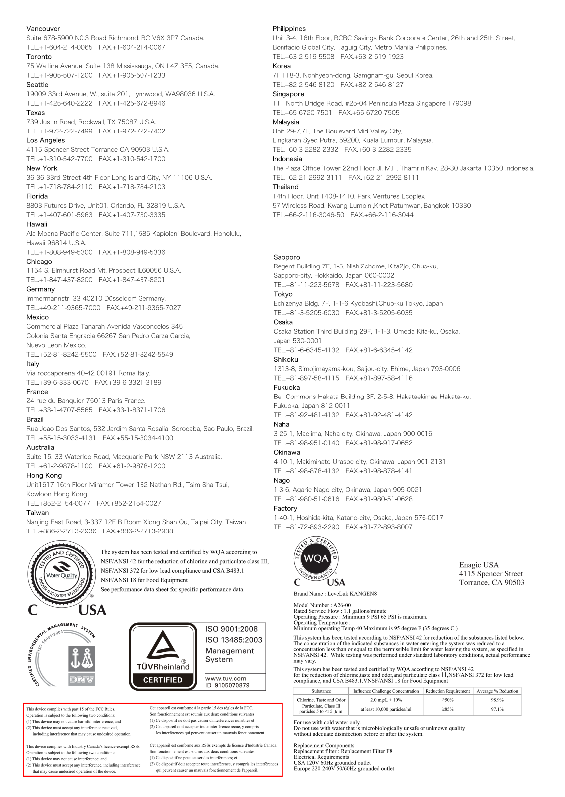 Enagic A2600 Users Manual