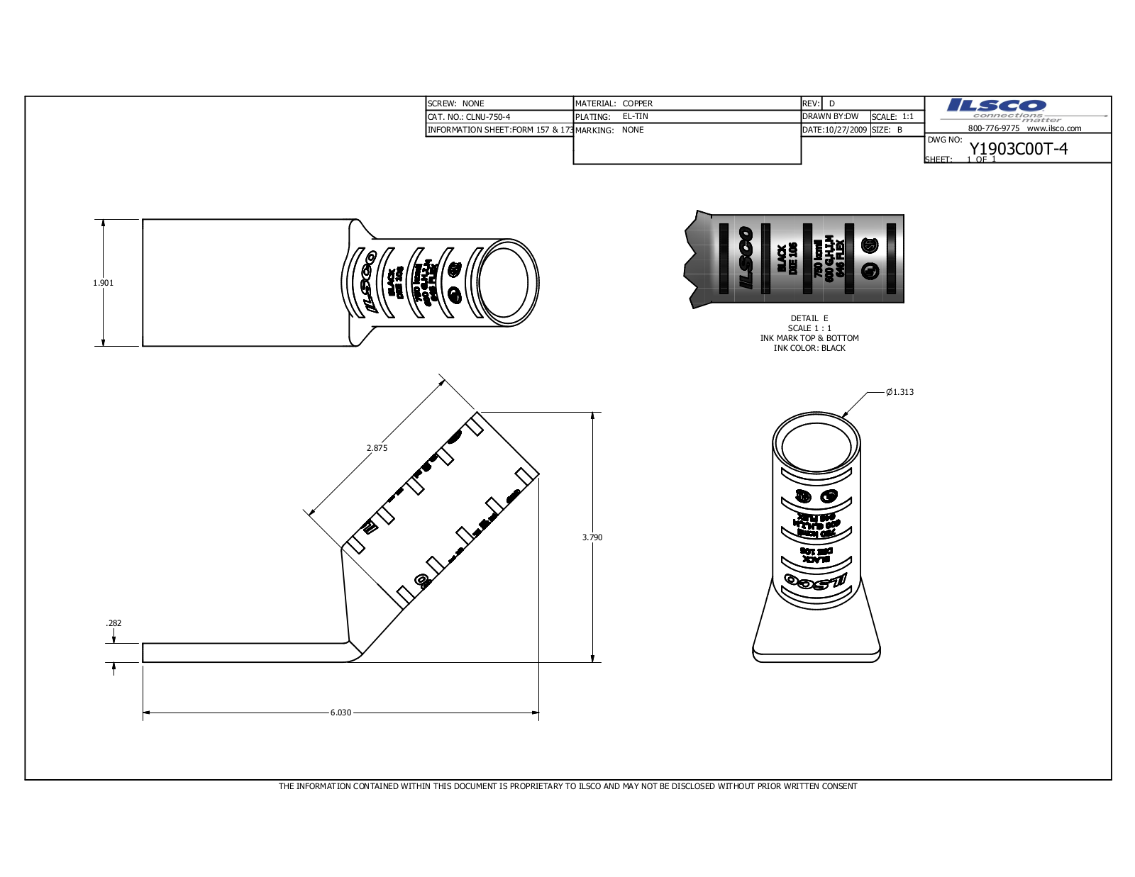 Ilsco CLNU-750-4 Data sheet