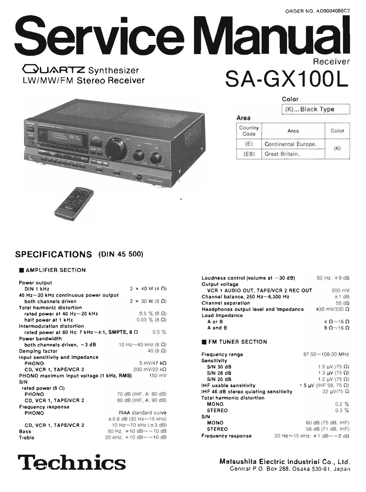Technics SA-GX100-L Service Manual
