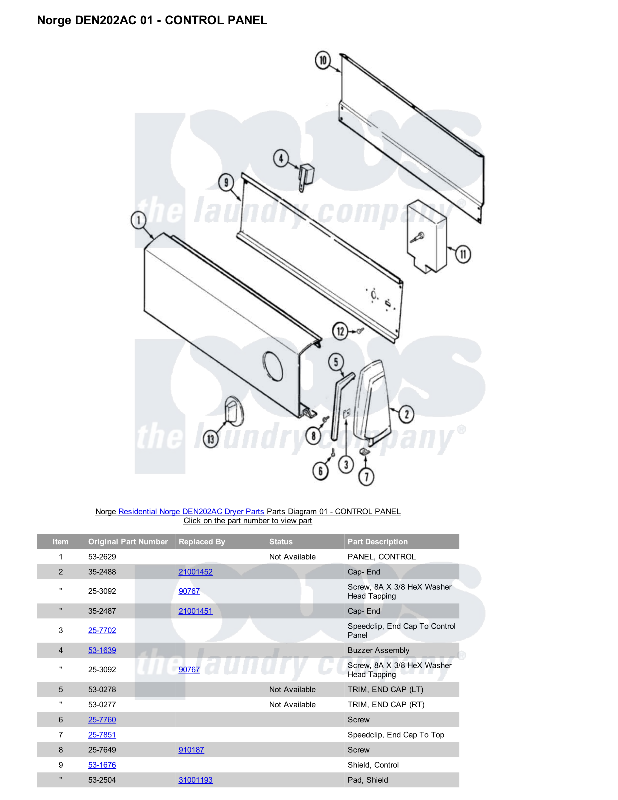 Norge DEN202AC Parts Diagram