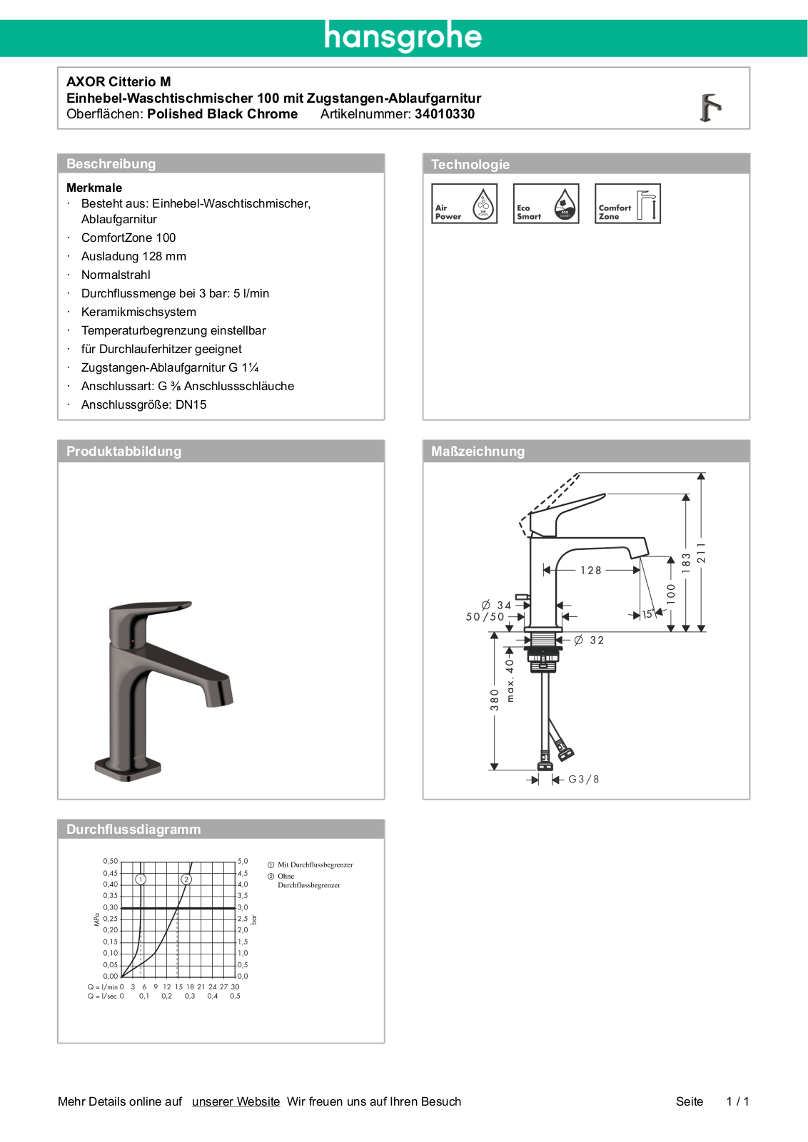 Hansgrohe AXOR 34010330 User Manual