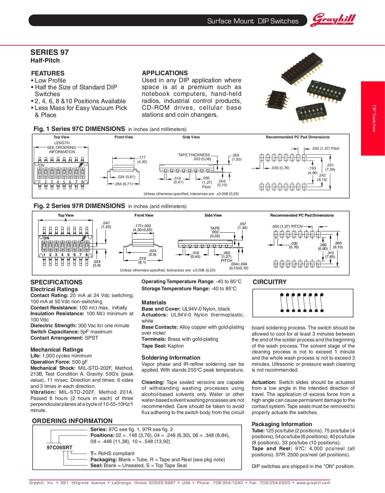 Grayhill DIP Switches Surface Mount User Manual