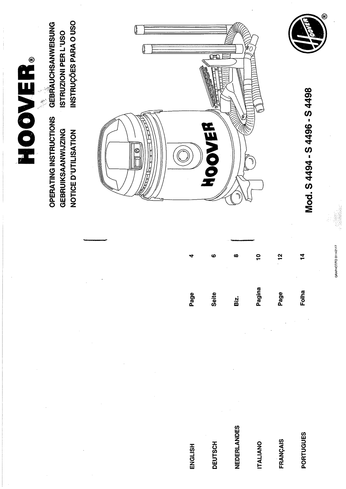 HOOVER S 4494, S 4496, S 4498 User Manual
