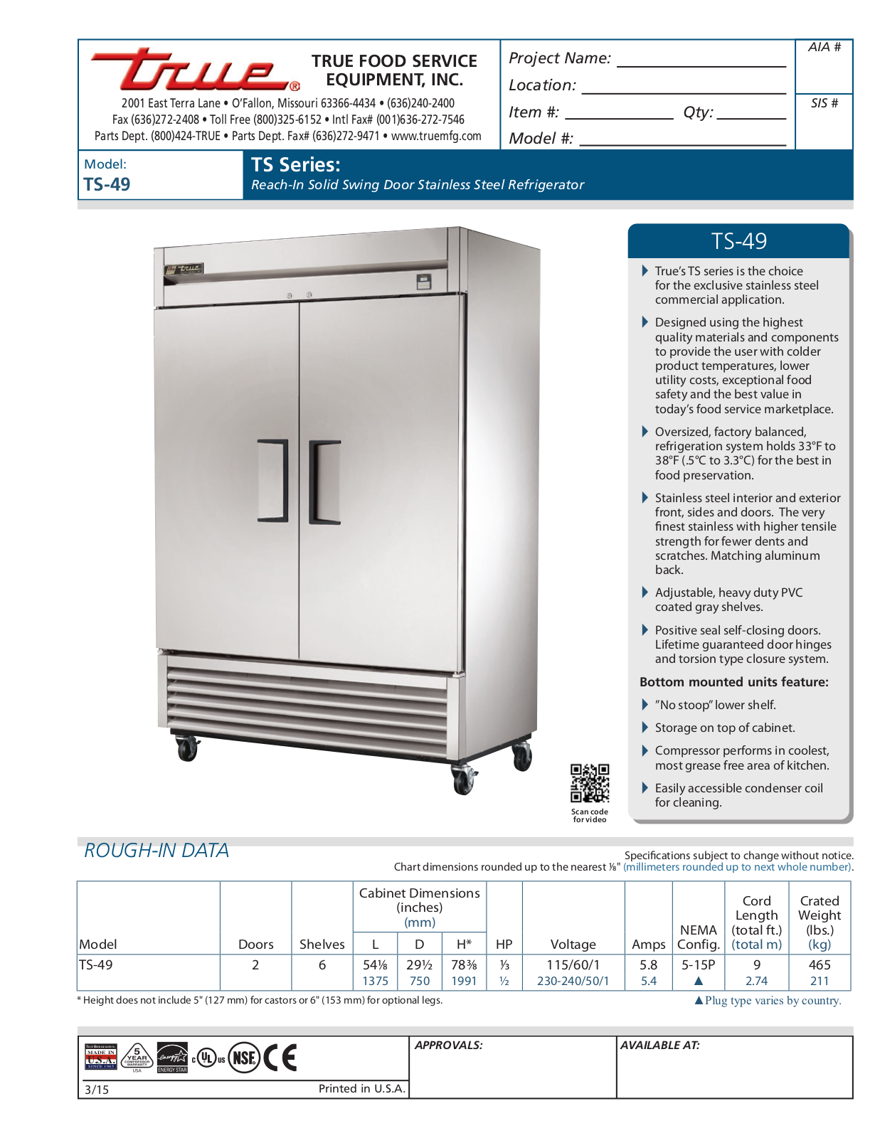 True TS-49 User Manual