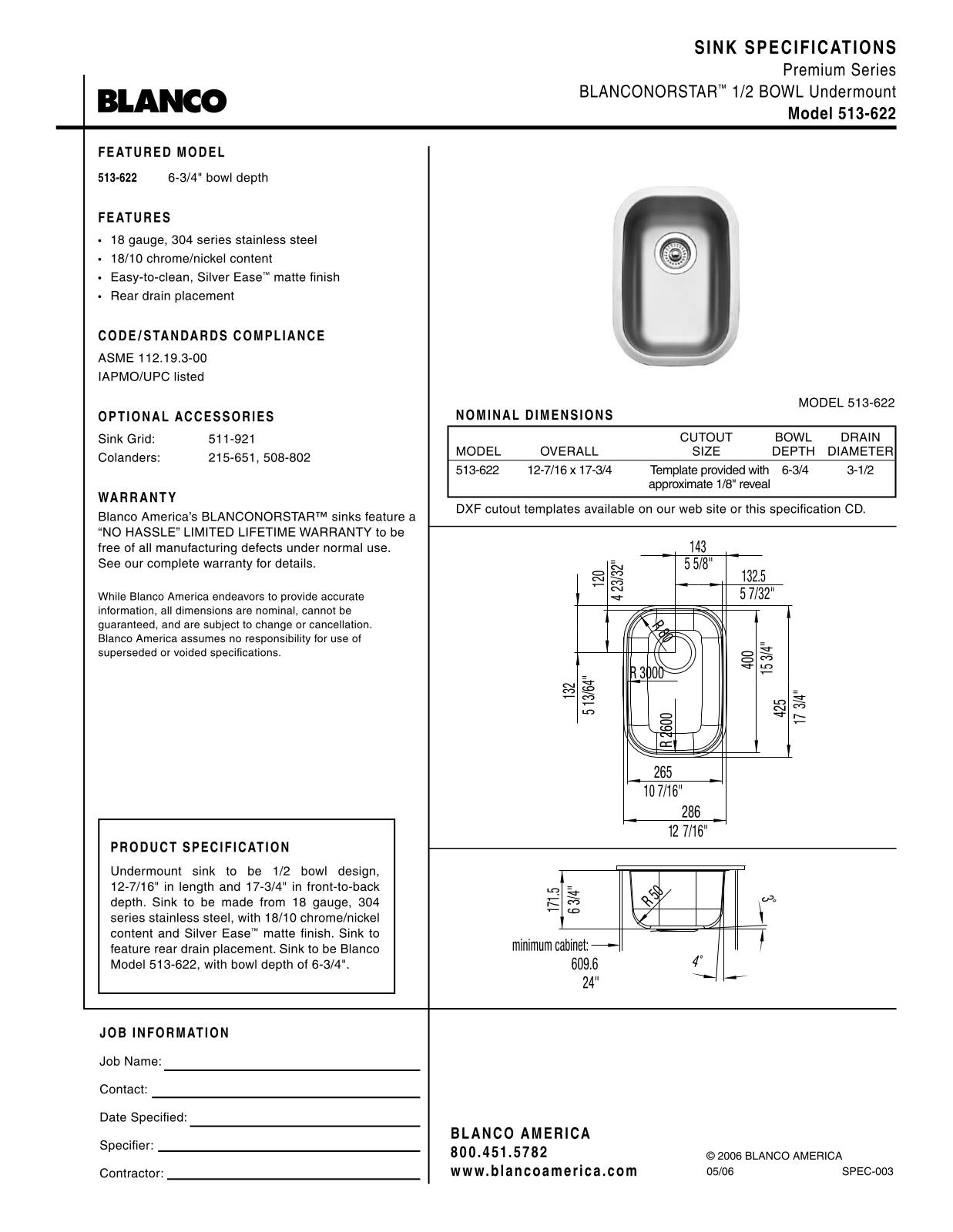 Blanco 513-622 User Manual