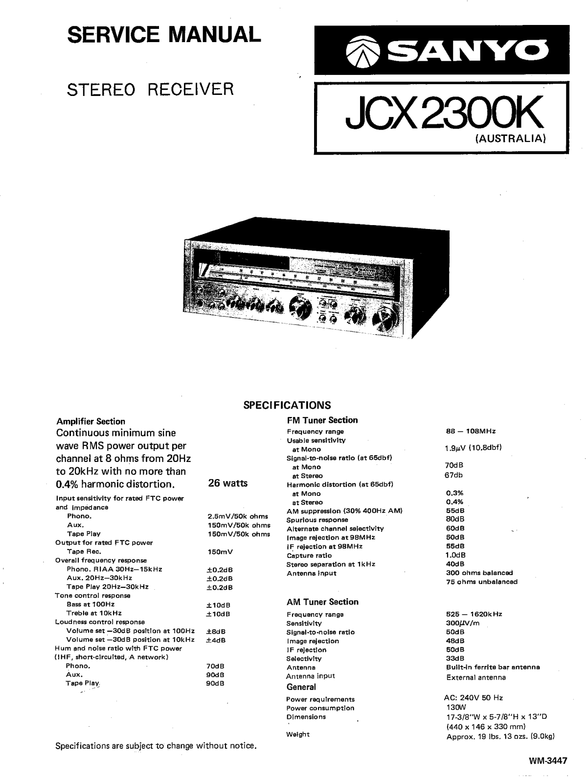 Sanyo JCX-2300K Service Manual