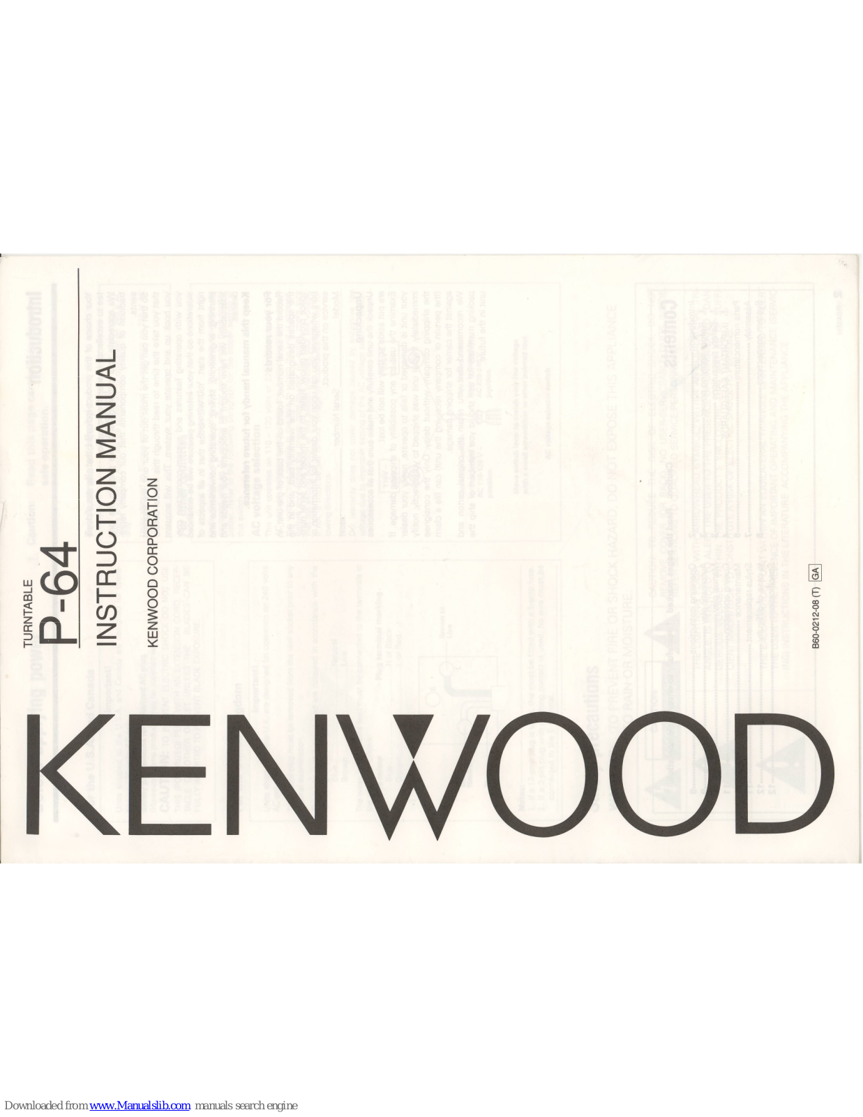 Kenwood P-64 Instruction Manual