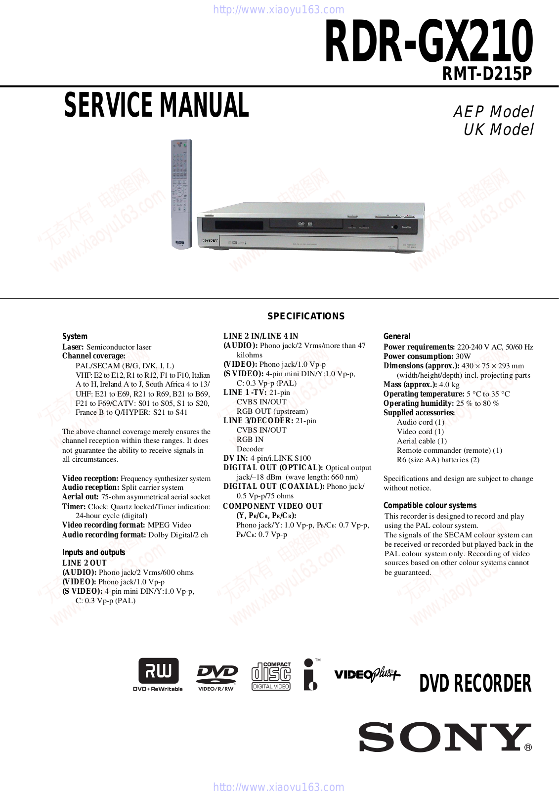 Sony RMT-D215P Service Manual