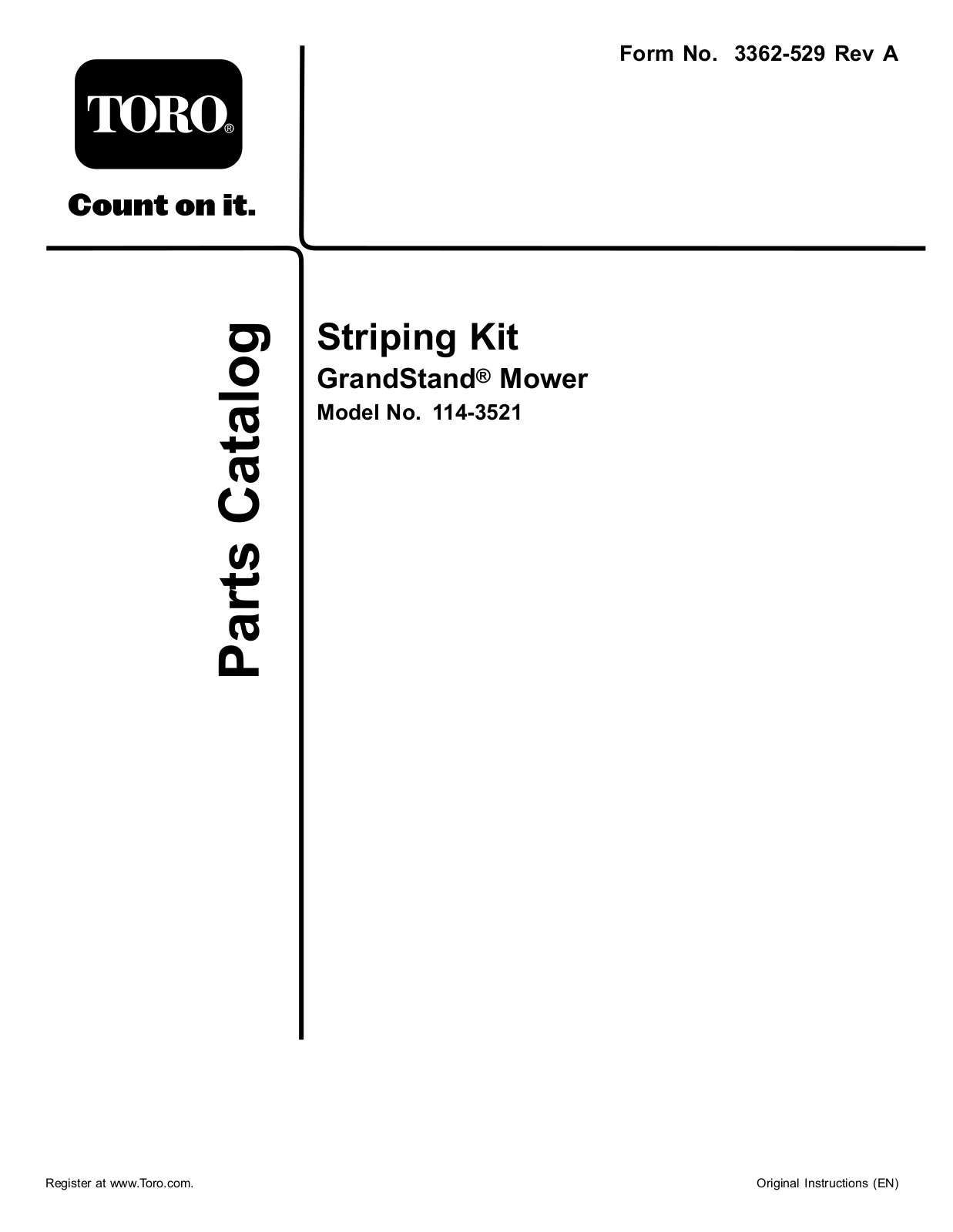 Toro 114-3521 Parts Catalogue