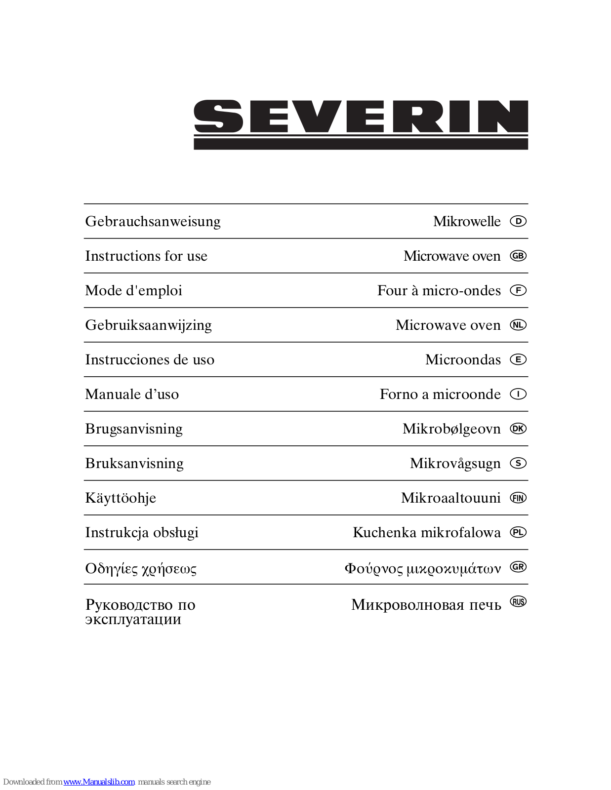 SEVERIN MW 7848 - FOUR A MICRO-ONDES, MW 7848 Instructions For Use Manual