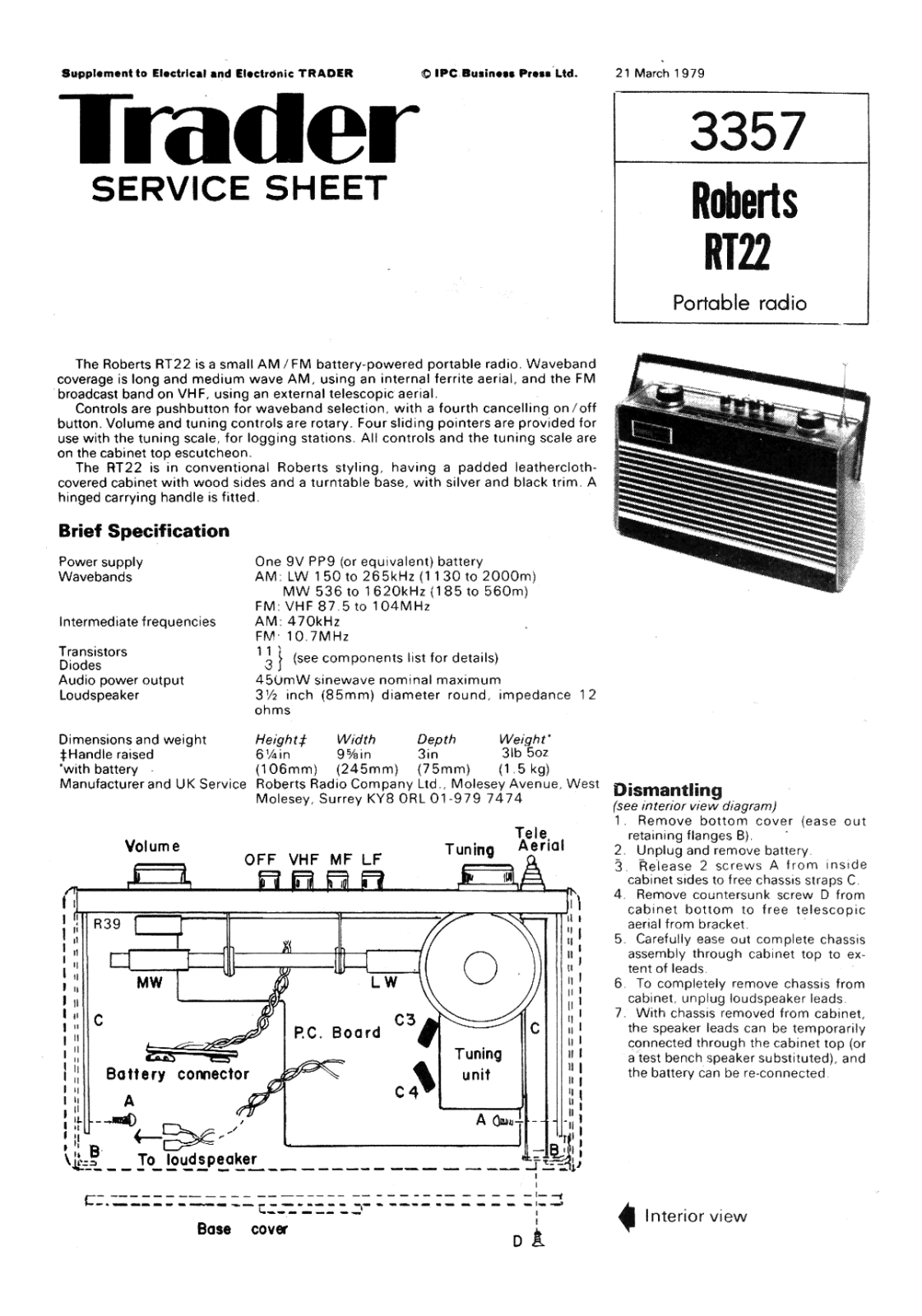 Roberts RT-22 Service manual