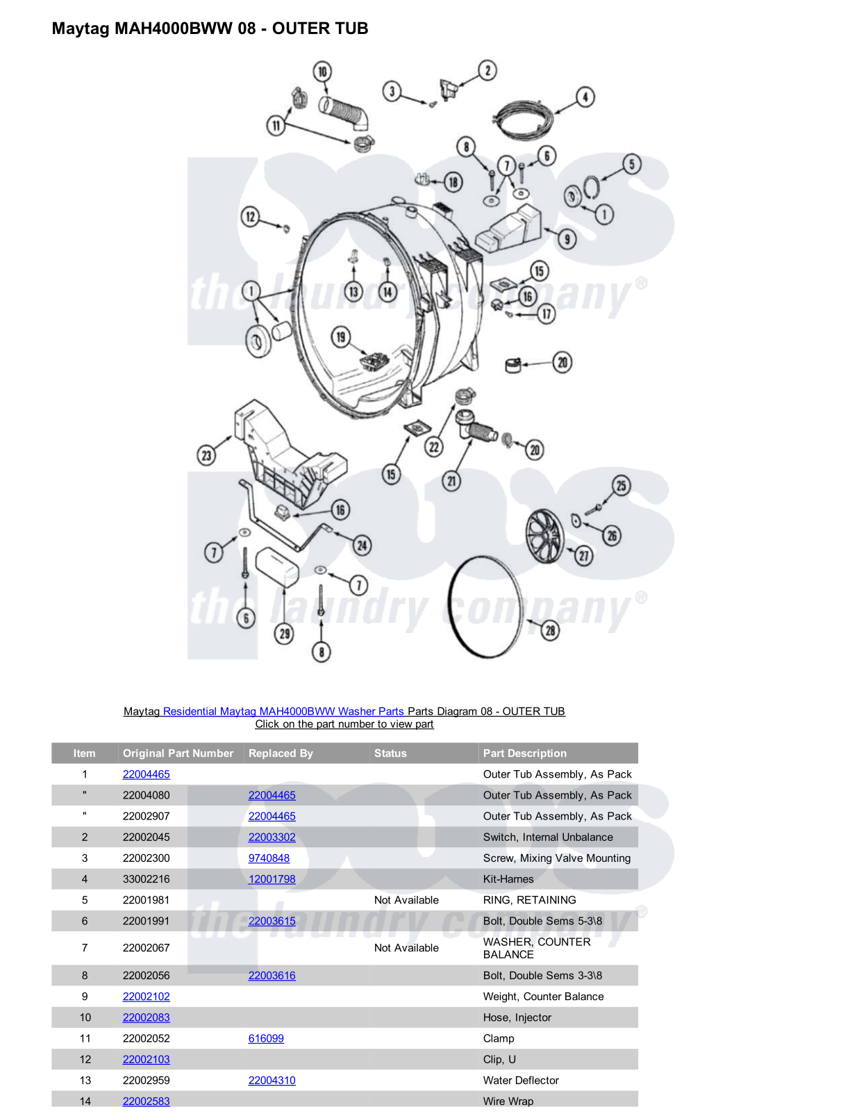 Maytag MAH4000BWW Parts Diagram