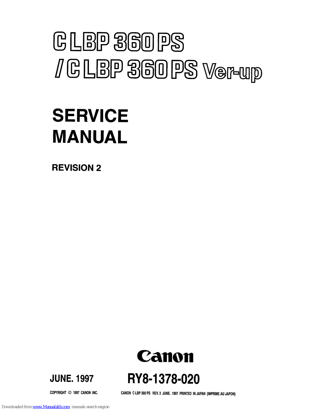 Canon CLBP360PS ver-up Service Manual