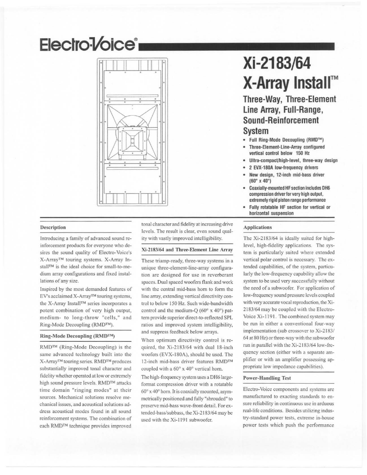 Electro-voice XI-2183-64 DATASHEET