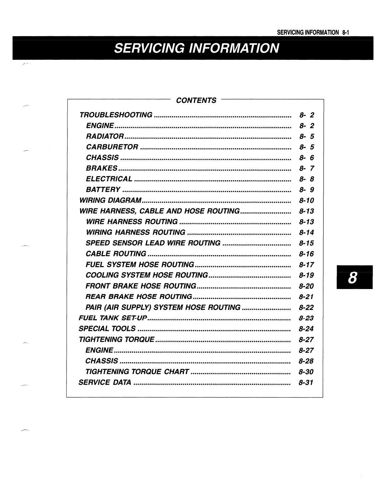 Suzuki SV650 Service Manual 8 Servicing Information