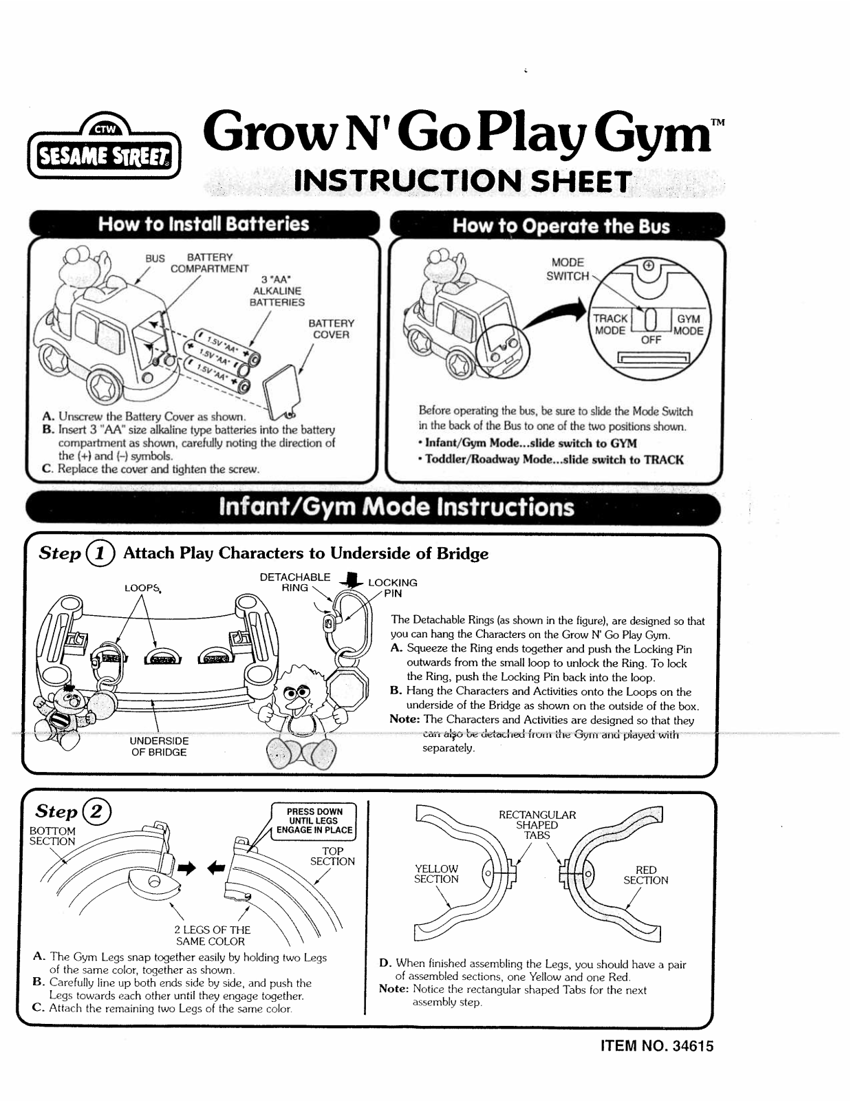 Fisher-Price 34615 Instruction Sheet