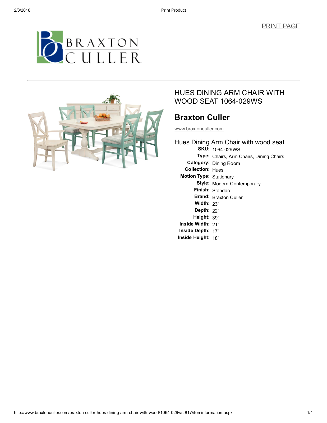 Braxton Culler BXCL1684 Specifications - ManualMachine.com