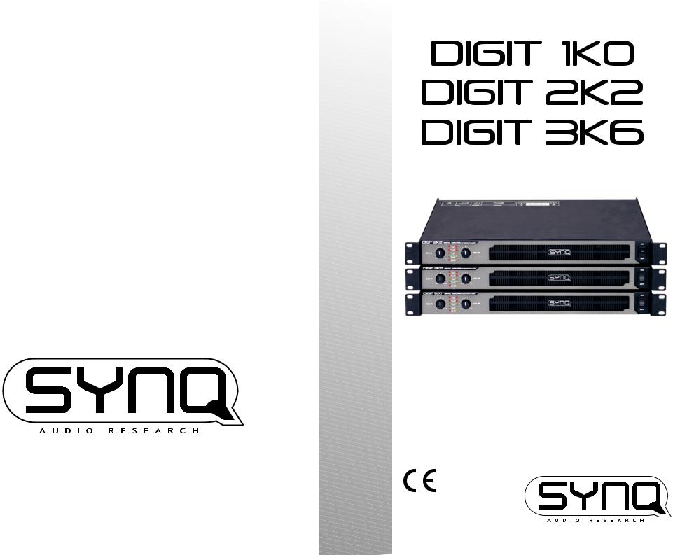 SYNQ AUDIO RESEARCH DIGIT 1K0, DIGIT 2K2, DIGIT 3K6 User Manual