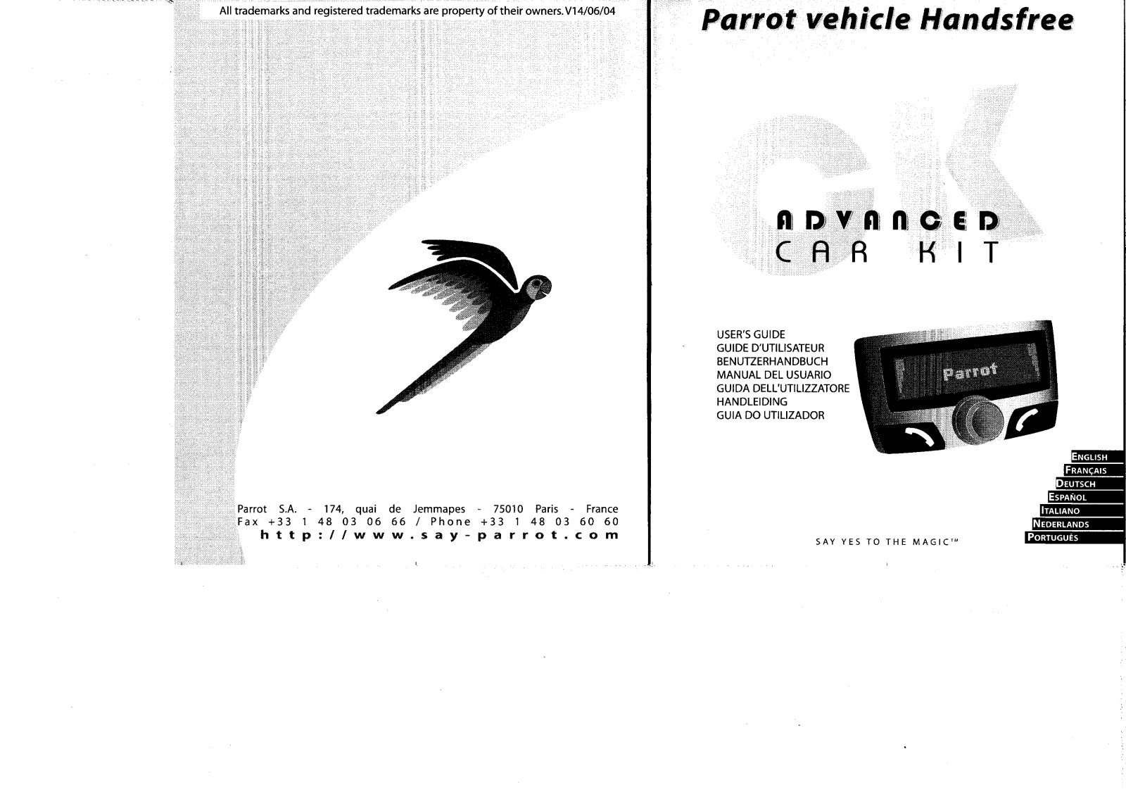 Parrot CK3100 Kit User guide