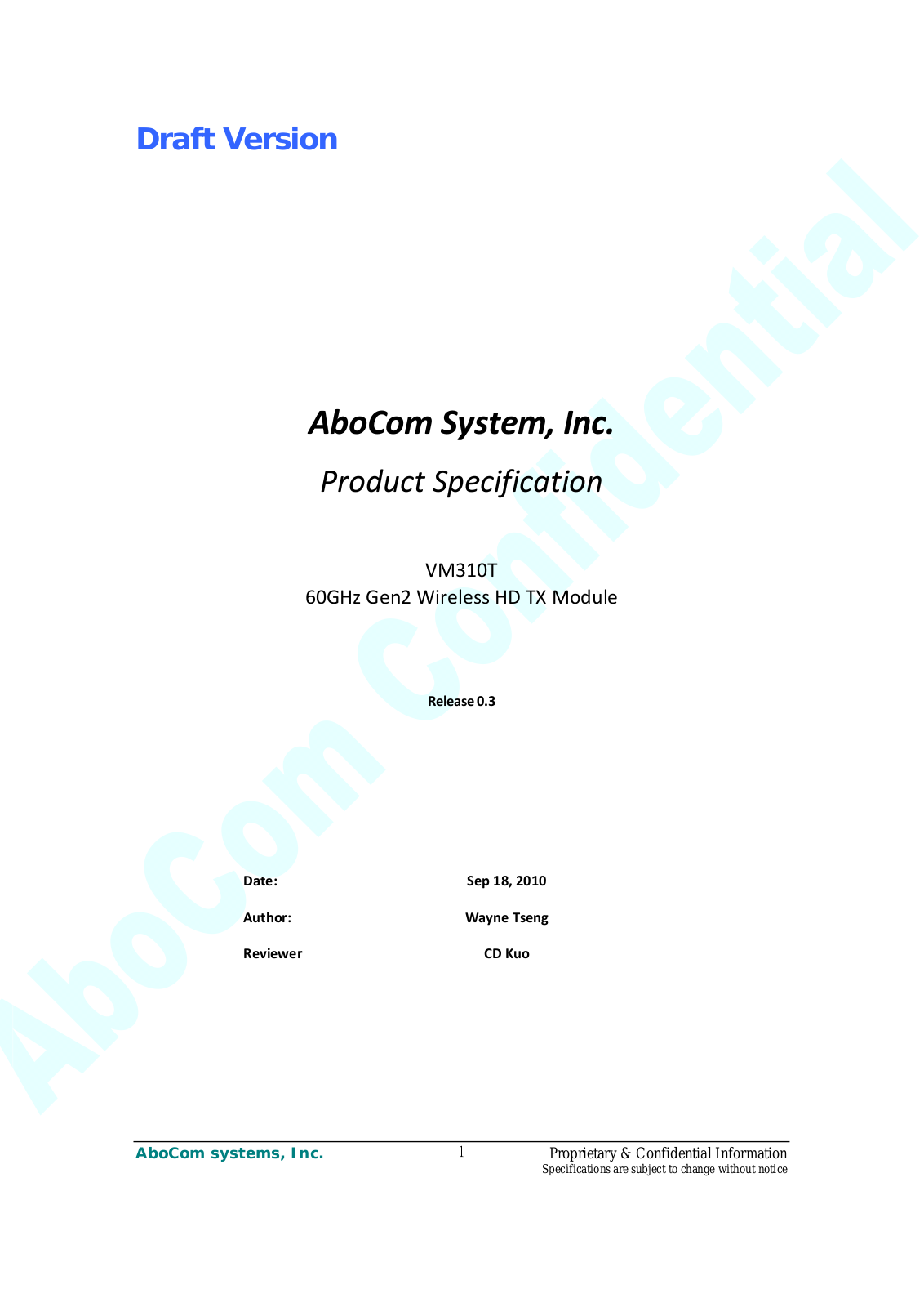 Abocom Systems VM310T01 User Manual