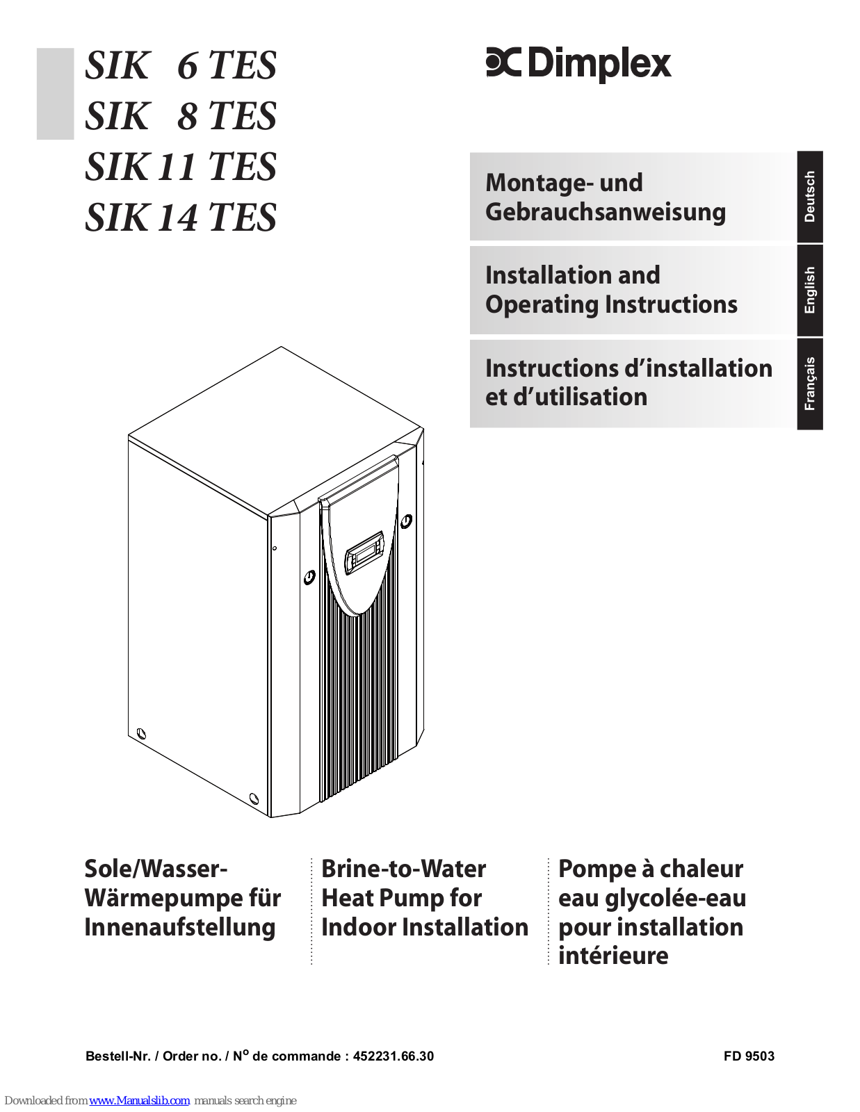 Dimplex SIK 8 TES, SIK 6 TES, SIK 14 TES, SIK 11 TES Installation And Operating Instructions Manual