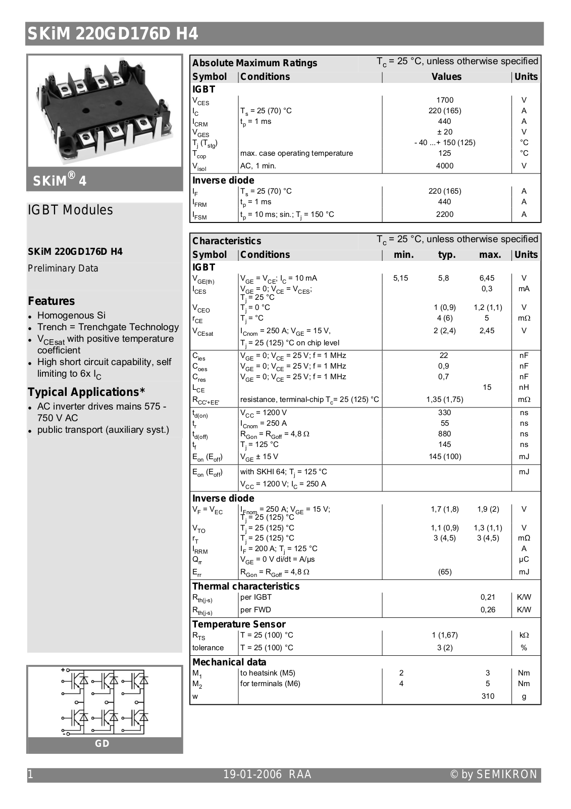 Semikron SKIM220GD176DH4 Data Sheet