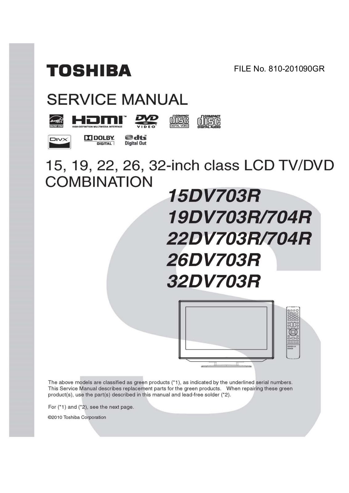 Toshiba 32DV703R, 22DV704R Schematic