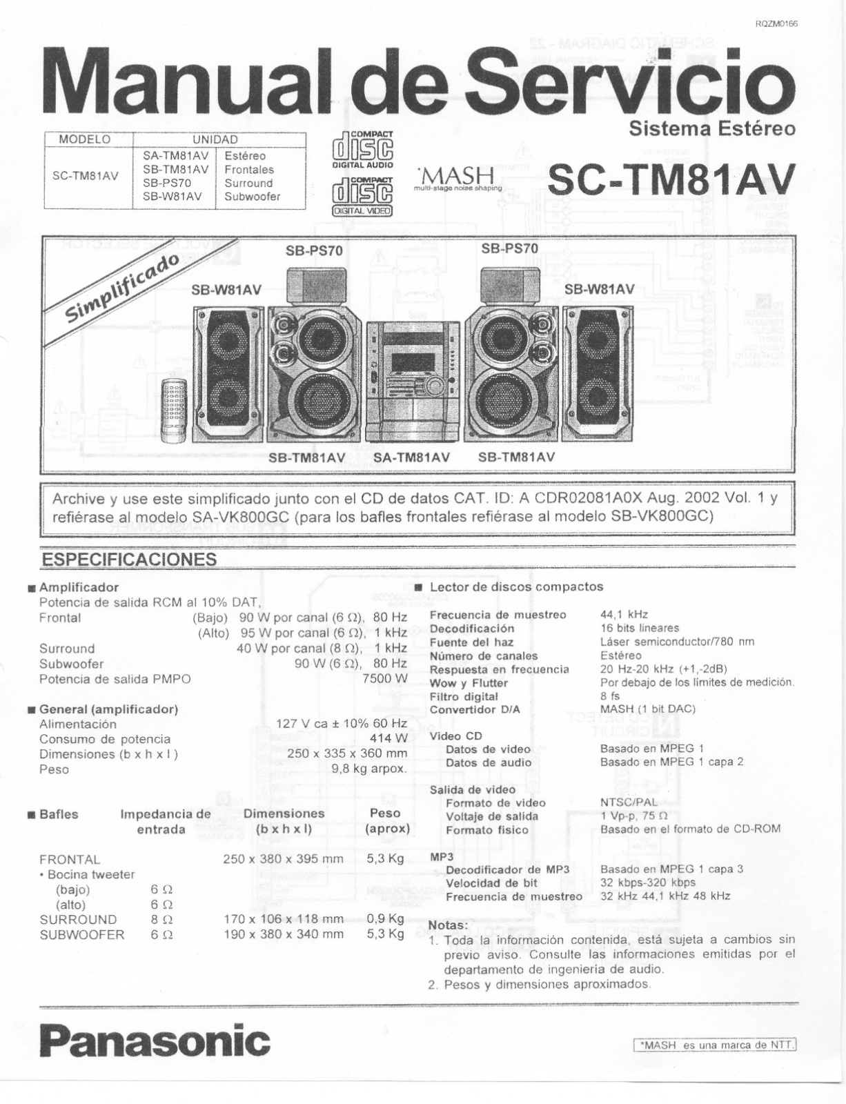 Panasonic SA TM81AV Diagram