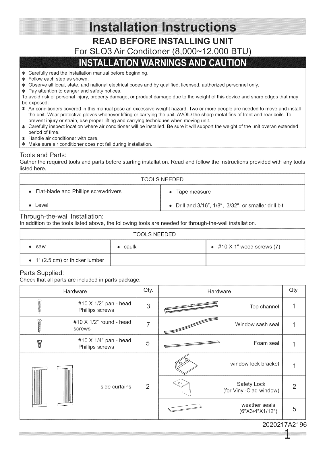 Frigidaire FRA064ZU110, FRA084ZU110, FRA084ZU111, FRA084ZU112, FRA084ZU113 Installation Guide - ManualMachine.com