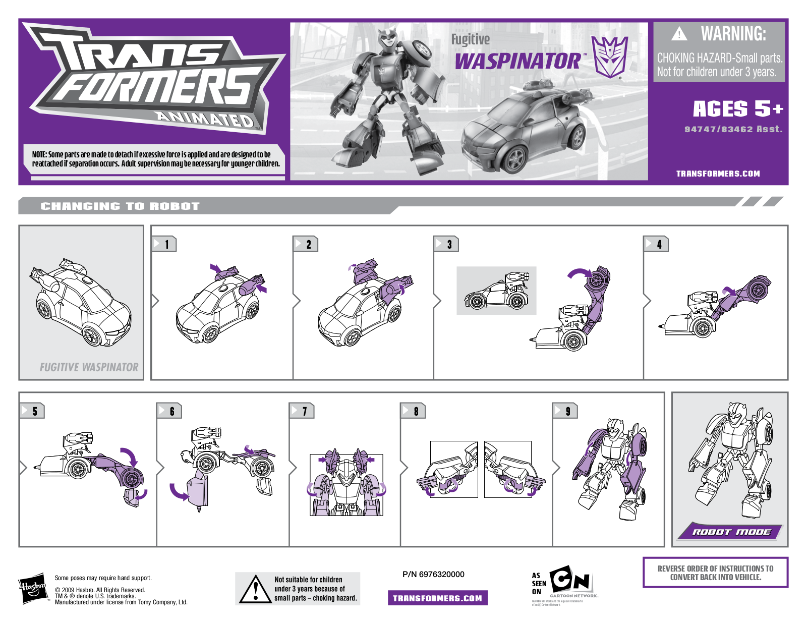 Hasbro TRANSFORMERS ANIMATED FUGITIVE WASPINATOR User Manual