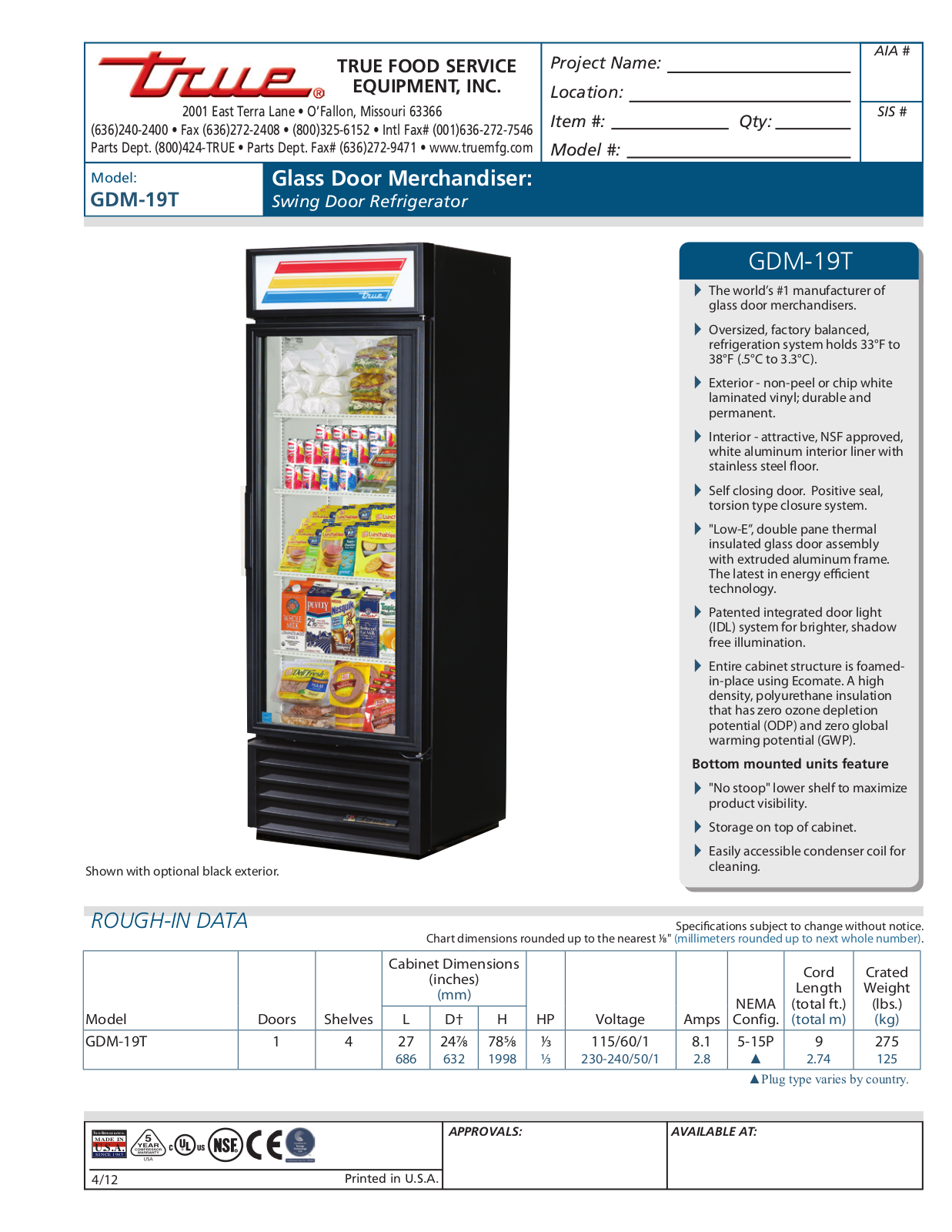 True GDM-19T User Manual