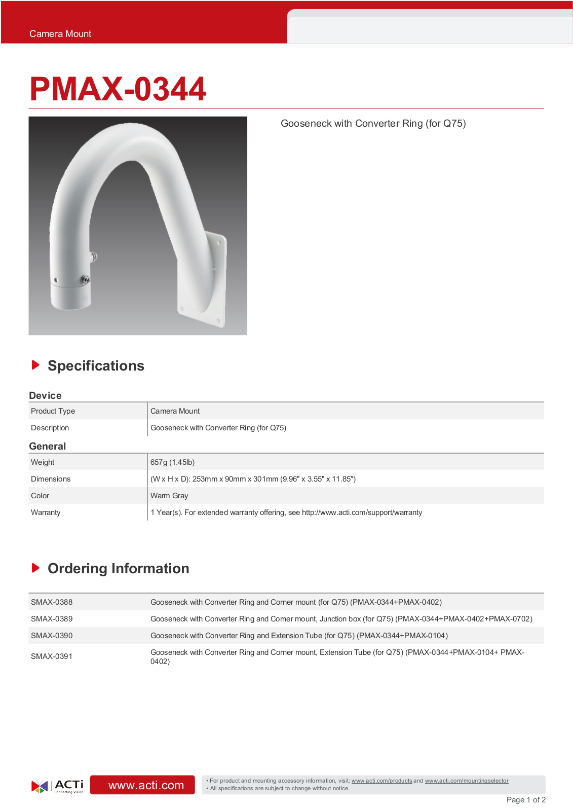 ACTi PMAX-0344 Specsheet - ManualMachine.com