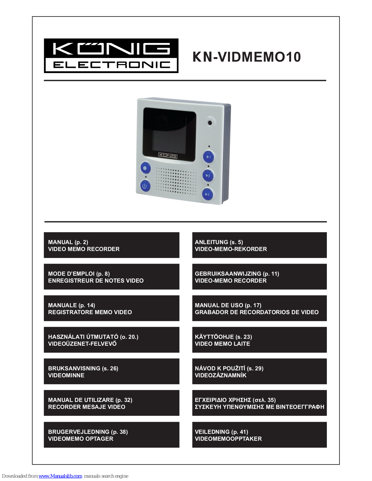 Konig KN-VIDMEMO10 User Manual