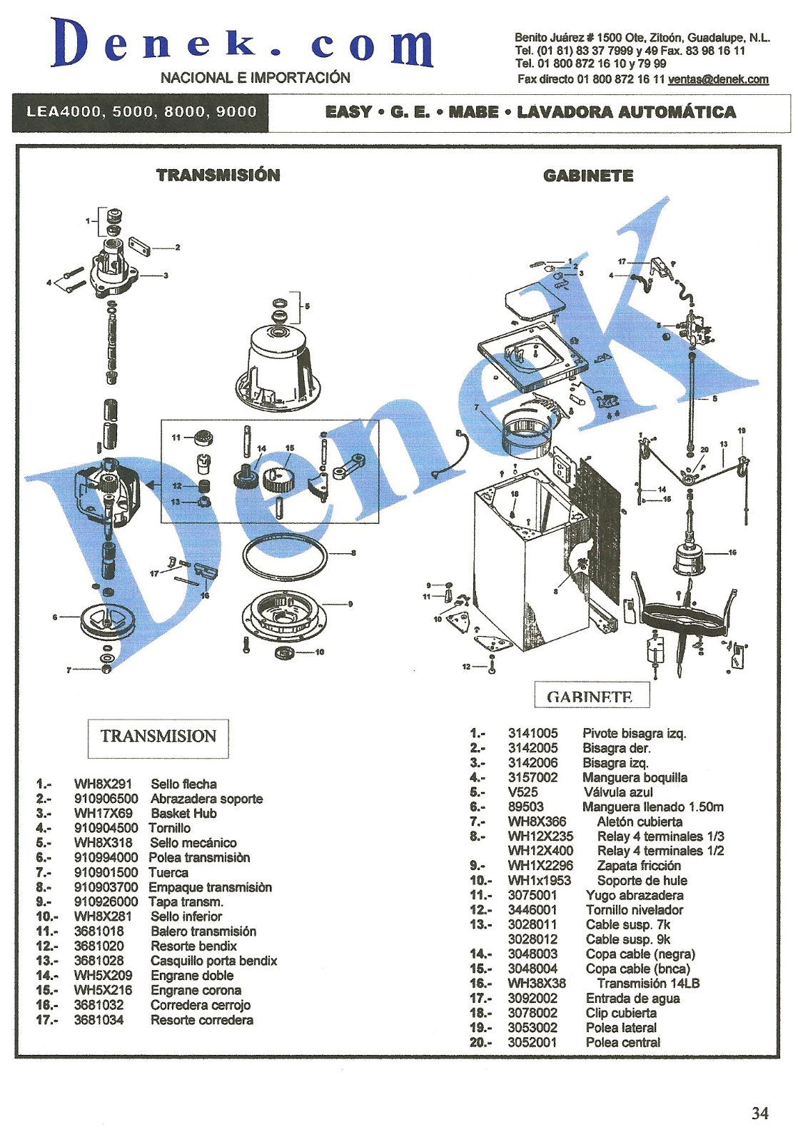 panasonic LEA4000, LEA5000, LEA8000, LEA9000 Service Manual