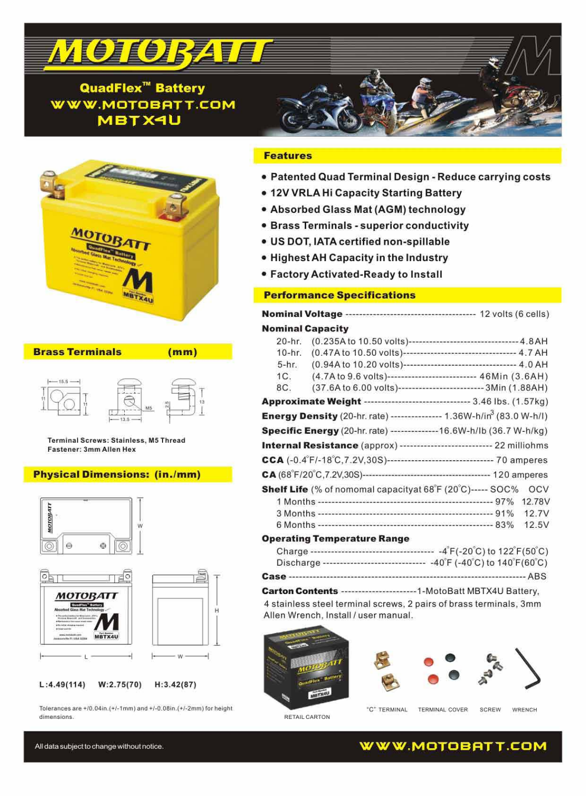 Motobatt MBTX4U Service Manual