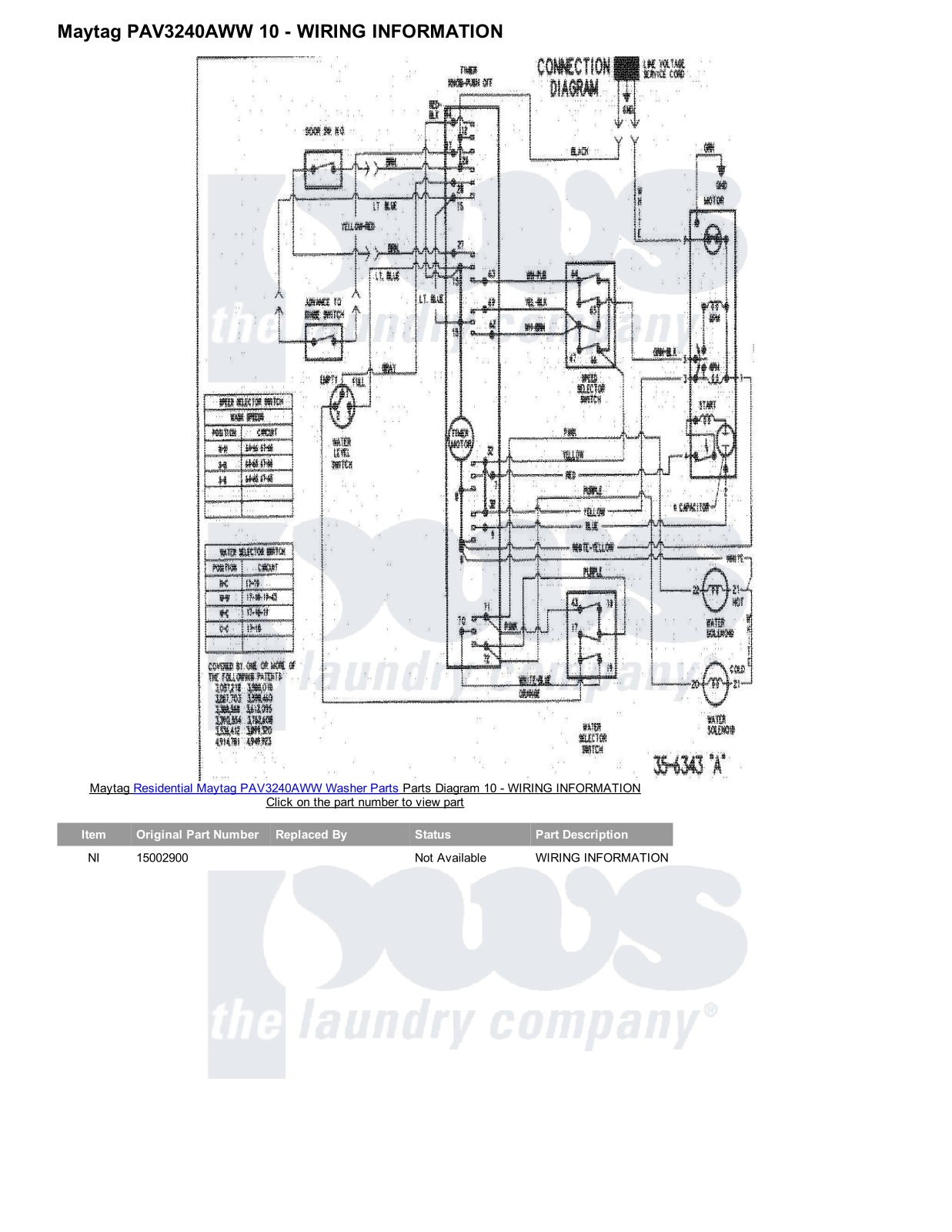 Maytag PAV3240AWW Parts Diagram