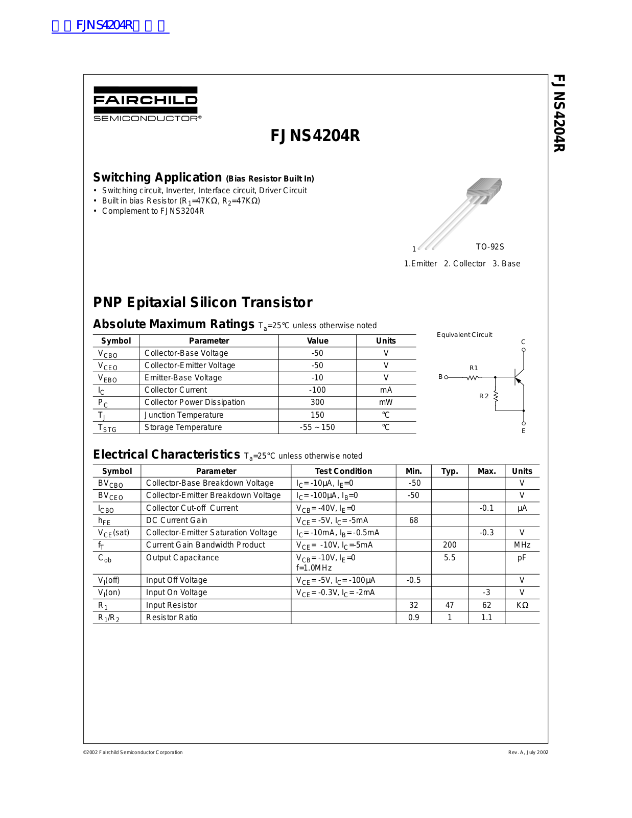 Fairchild FJNS4204R service manual