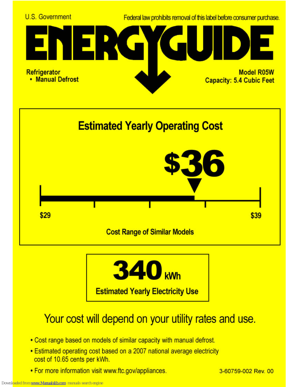 WC Wood R05W Energy Manual