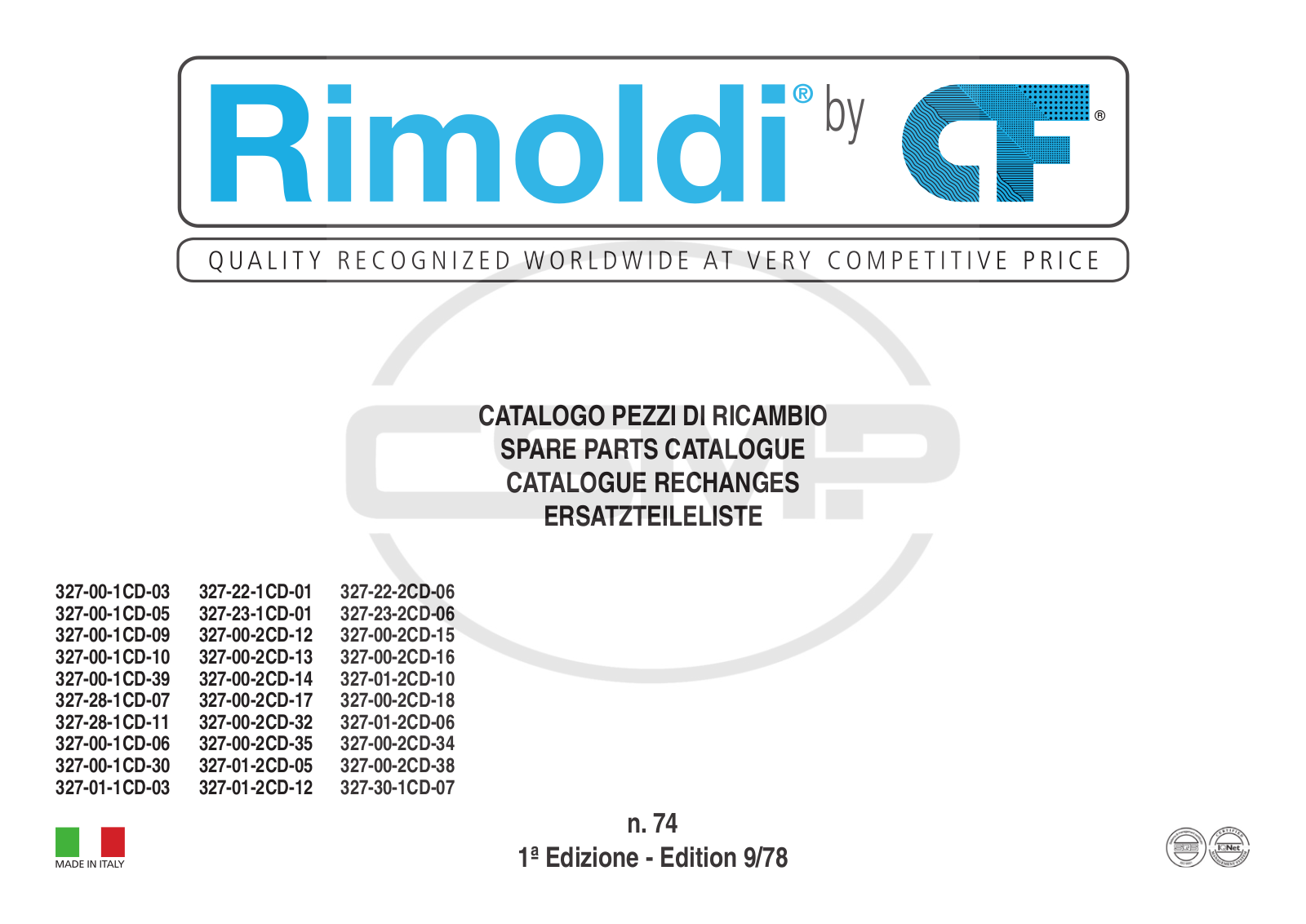 Rimoldi 327ED978 Parts Book