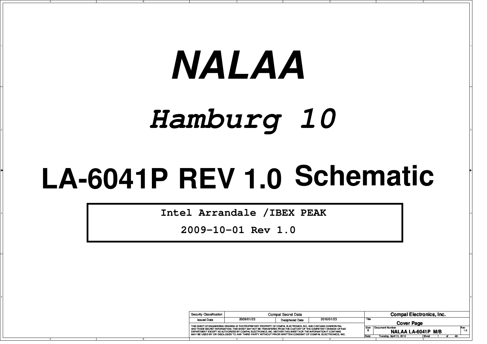 Compal LA-6041P NALAA Hamburg 10, Satellite L670, Satellite L675 Schematic