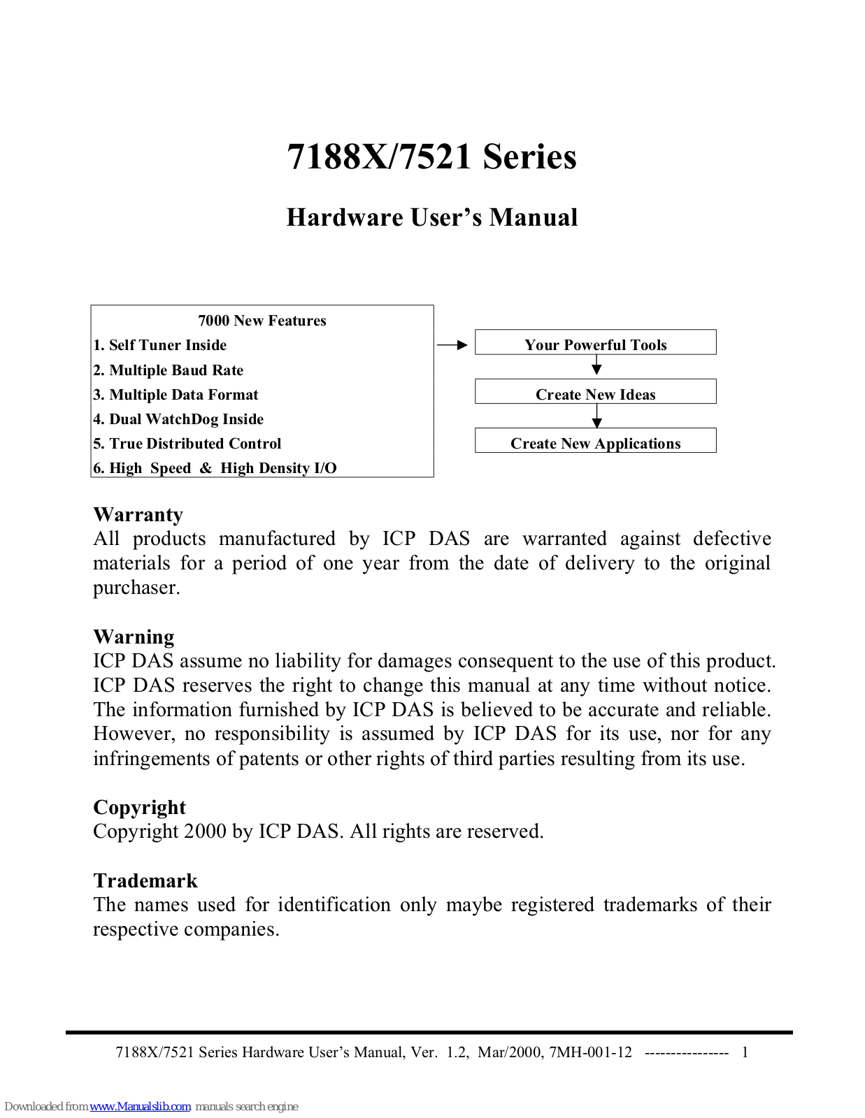 ICPDAS 7188XA, 7188XAD, 7188XB, 7188XC, 7521 Hardware User Manual