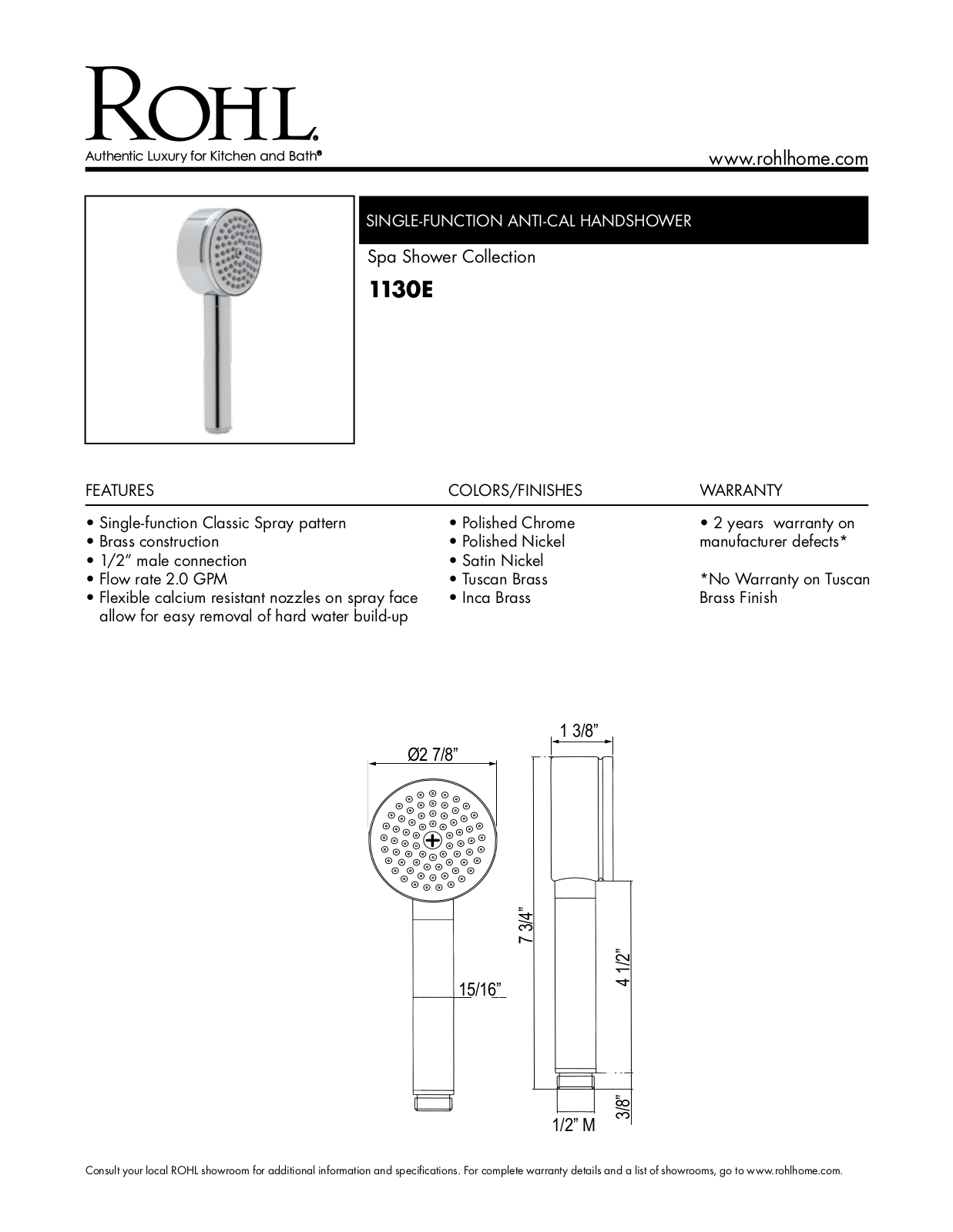 Rohl 1130ETCB User Manual