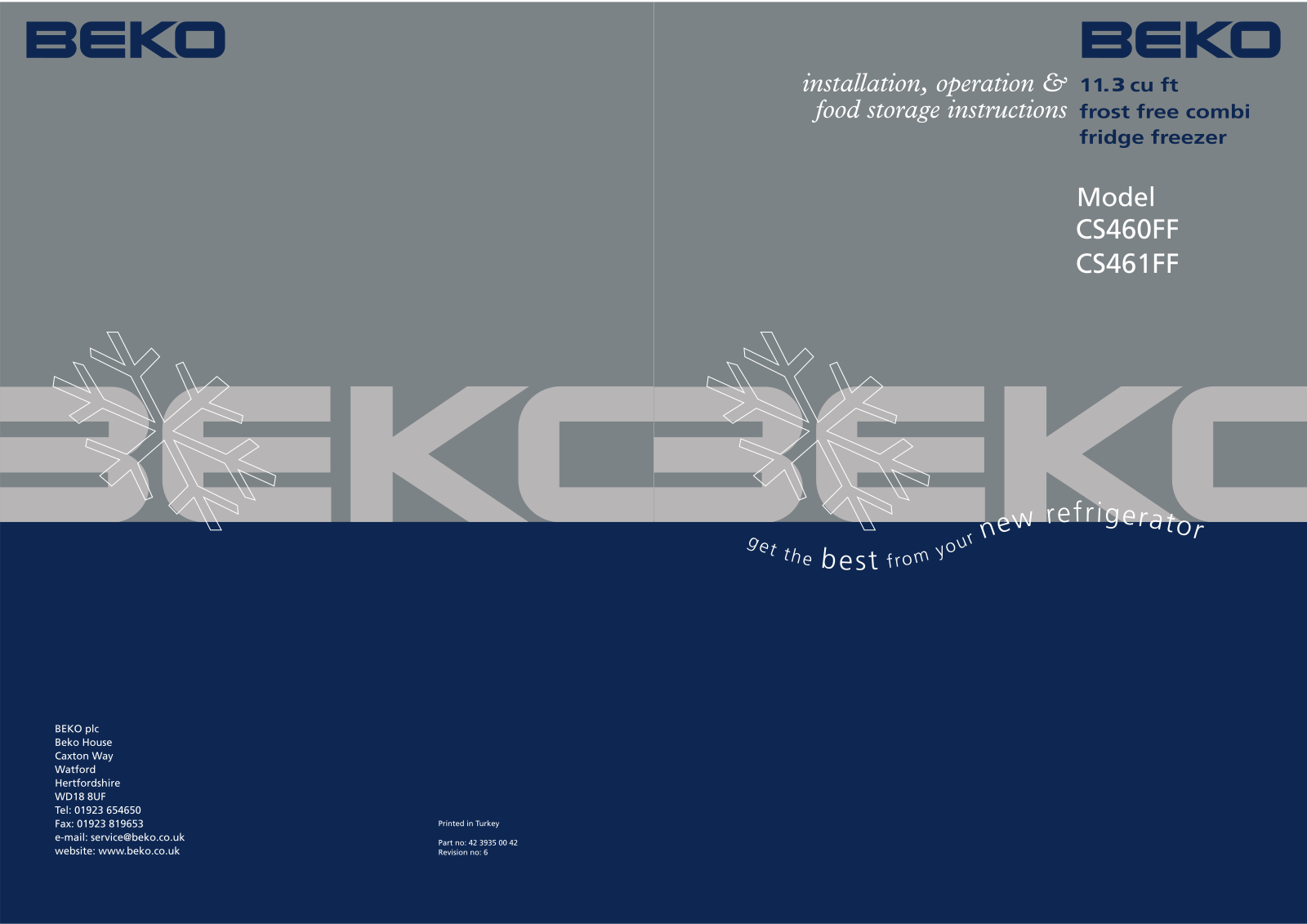 Beko CS460FF User Manual