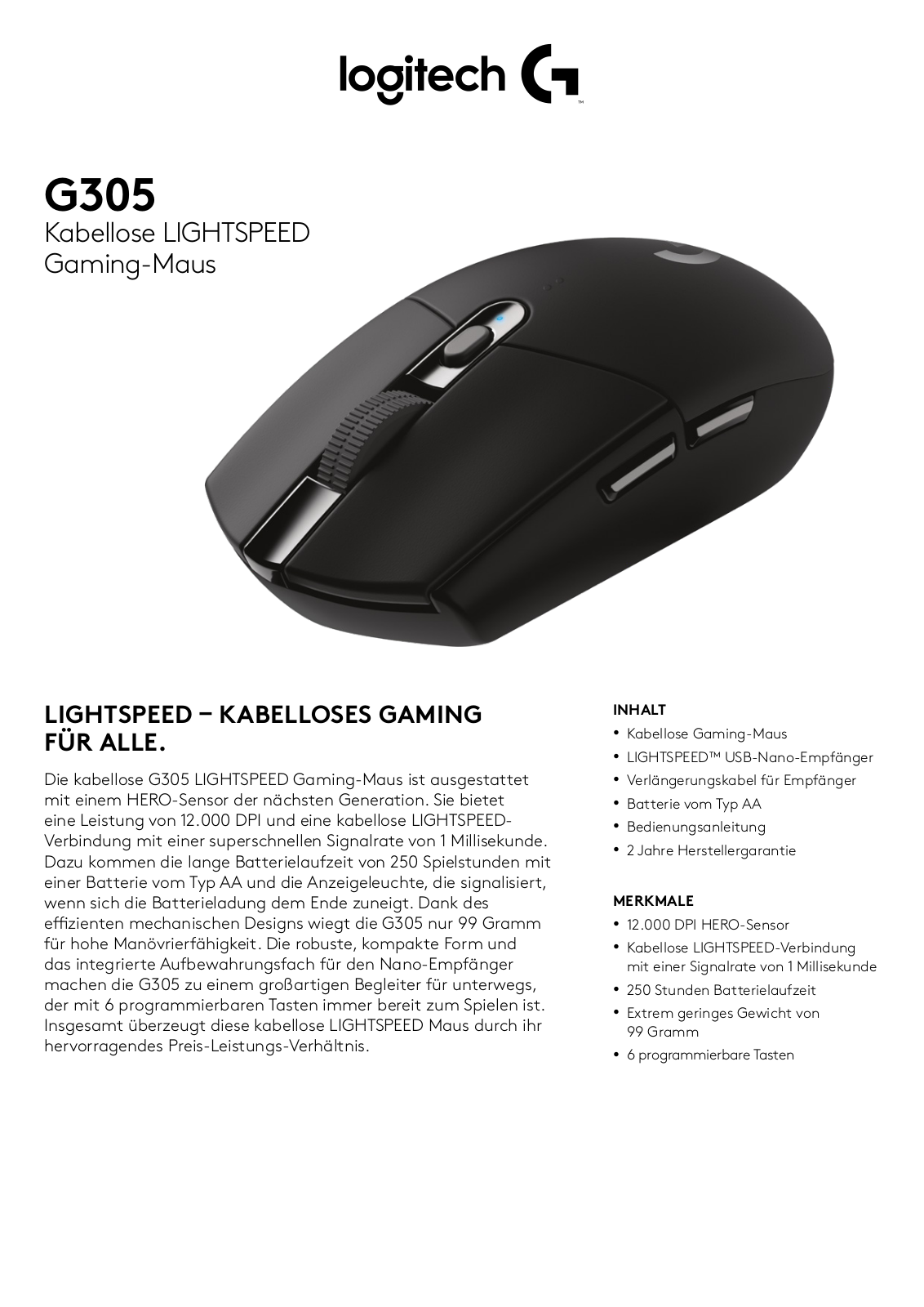 Logitech G305 Service Manual