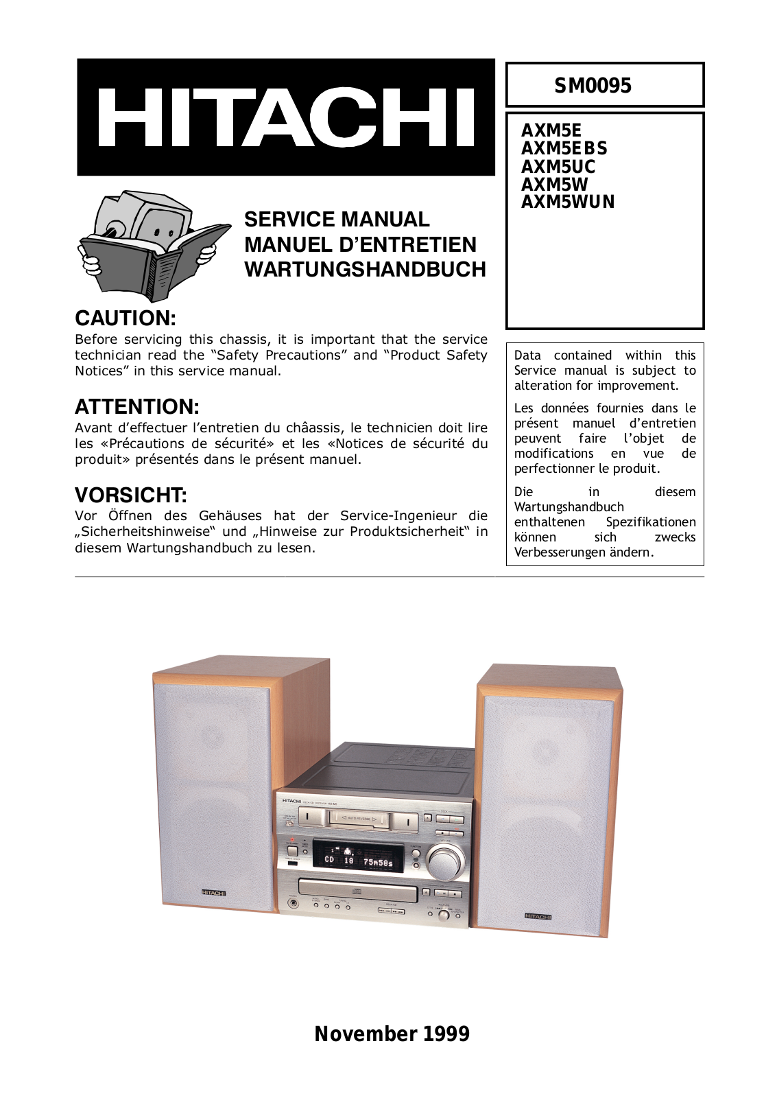 Hitachi AX-M5-WUN, AX-M5-W, AX-M5-EBS, AX-M5-E, AX-M5-UC Service Manual