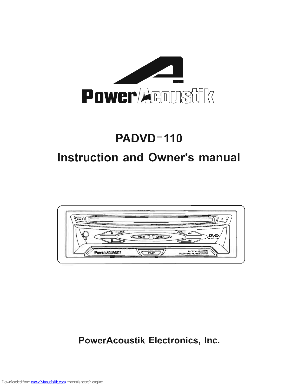 Power Acoustik PADVD-110 Owner's Manual