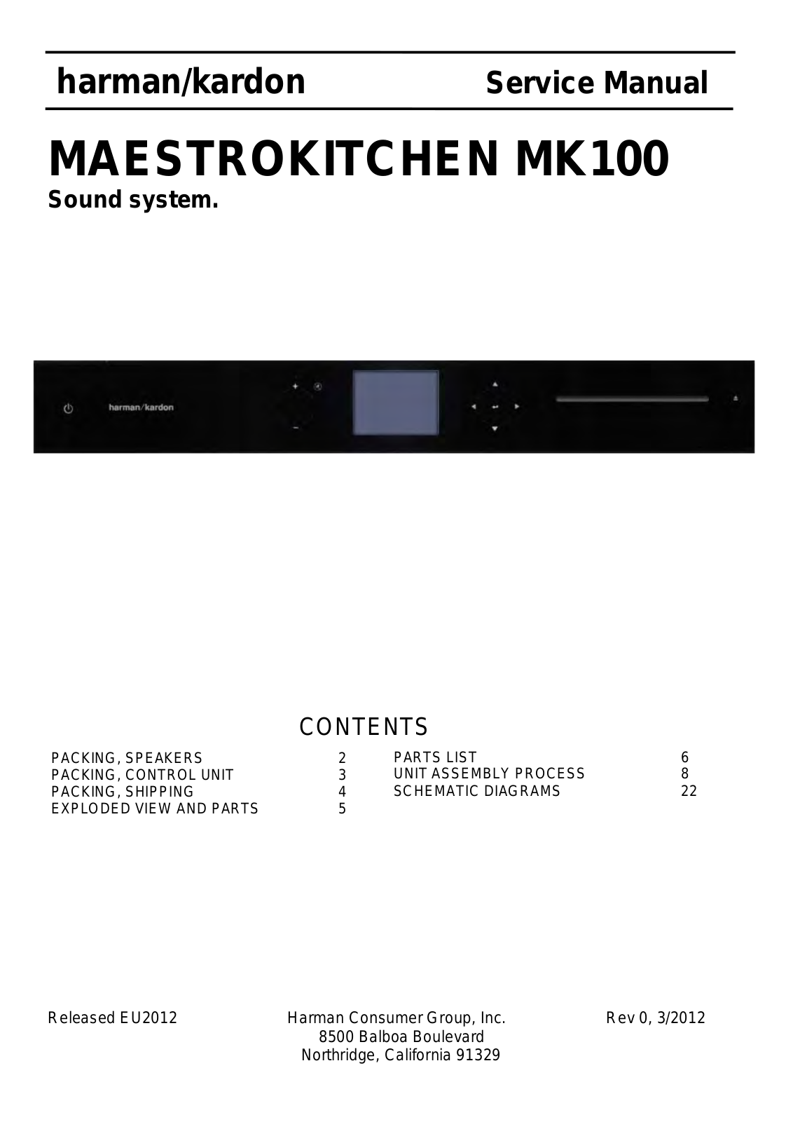 Harman Kardon MK-100, Maestrokitchen-MK100 Service Manual