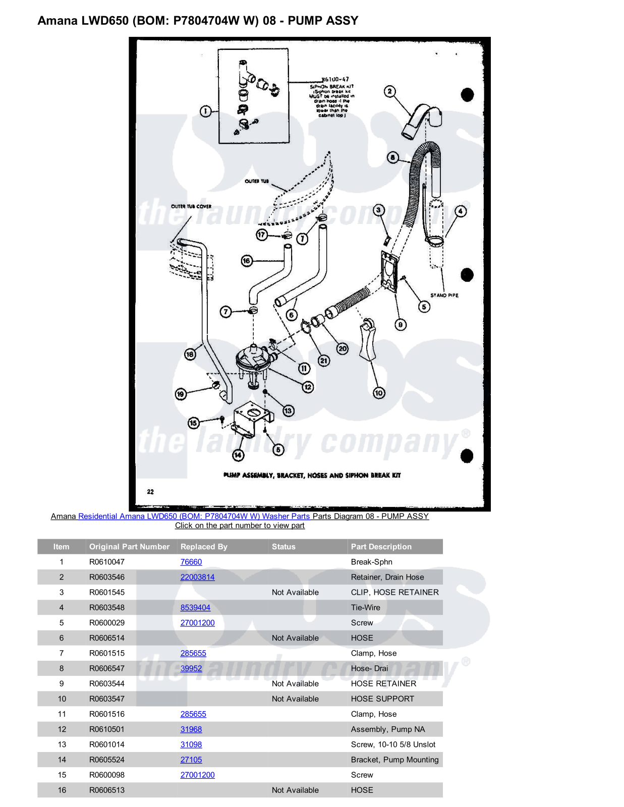 Amana LWD650 Parts Diagram